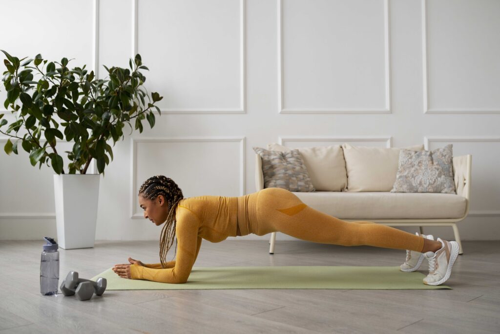 a woman doing a plank exercise